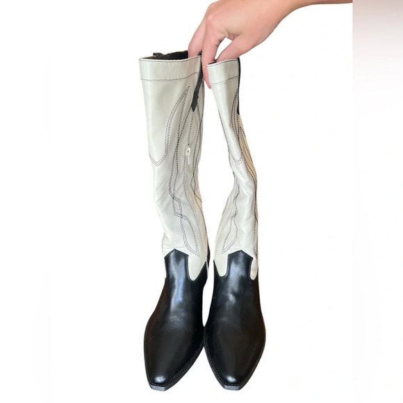 black and white knee high western cowgirl boots - Picture 7 of 9